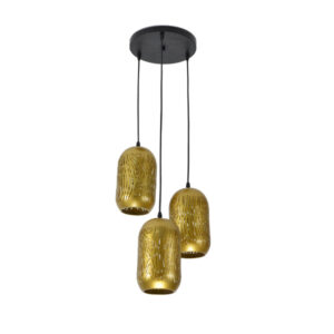 โคมไฟห้อย เพดานไฟห้อยสีทองฉลุลาย 3 หัว รุ่น1041