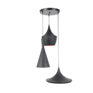 โคมไฟห้อย 3 in 1 เซตใหญ่ 3 โคม 3 รูปแบบ สีดำด้านในสีทอง รุ่น7712(ABC)