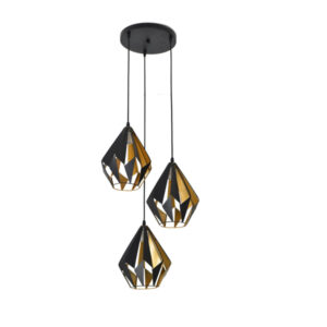 โคมไฟห้อย 3 หัว สีดำด้านนสีทอง รุ่น8691