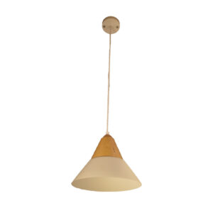 โคมไฟห้อย แก้วสีนม จุกไม้ รุ่นFK-6270C